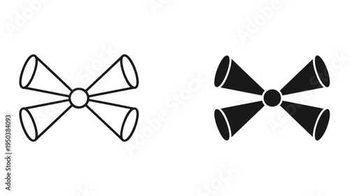 Bowtie Pasta Icon Set - Line Art and Silhouette