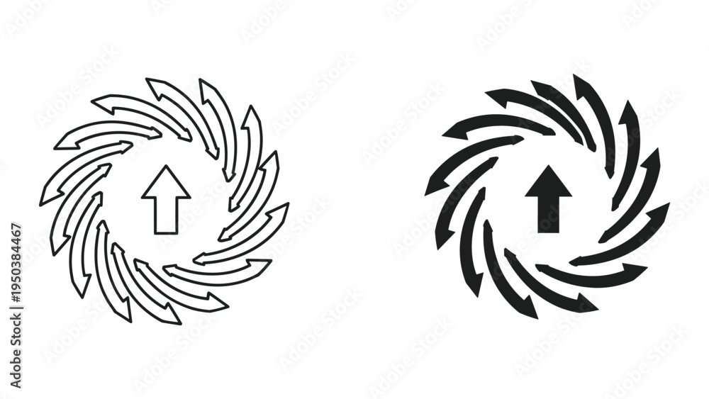 Fototapeta premium Circular Arrows and Upward Arrow Symbol