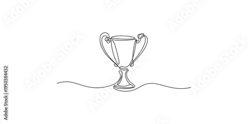 A simple line drawing of a classic two handled trophy cup on a base award