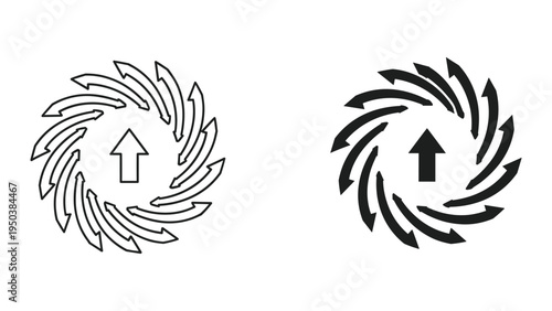 Circular Arrows and Upward Arrow Symbol