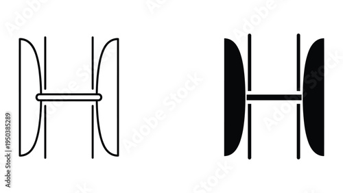 Two "H" Symbols: Outline and Solid Black Icon