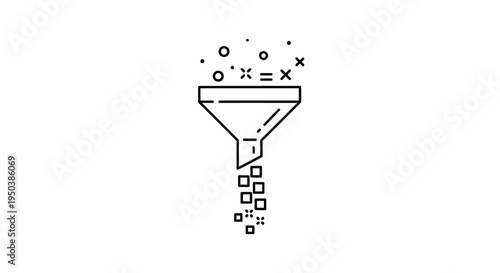 Funnel with symbols and numbers.