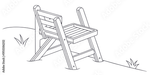 A simple wooden chair with a classic design, perfect for outdoor relaxation.