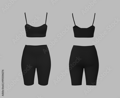 Women’s Cropped Sports Bra and short leggings set Mockup for Yoga, Gym, and Fitness Mockup