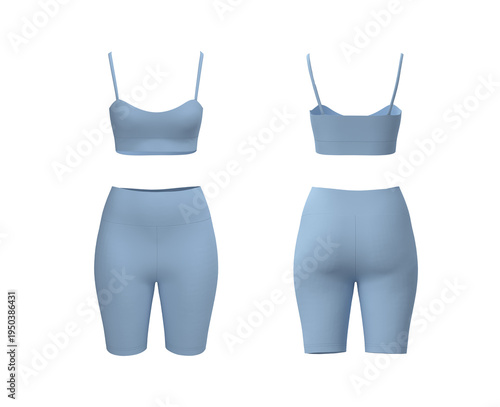 Women’s Cropped Sports Bra and short leggings set Mockup for Yoga, Gym, and Fitness Mockup