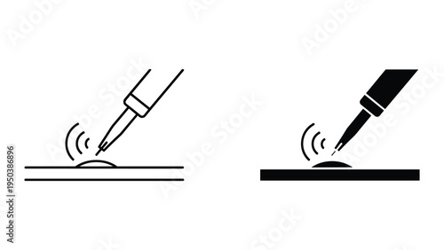 Soldering Icon: Hot Iron Tip Melting Solder on Circuit Board for Electronics Repair and DIY