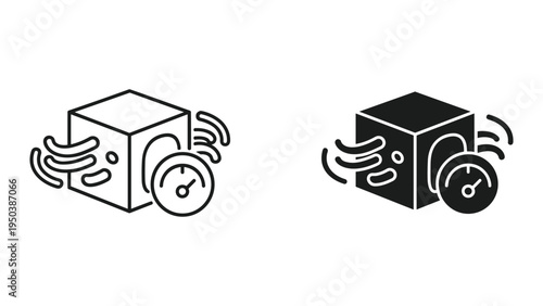 Air Conditioner Fan Speed Control Icon - Line and Solid Style