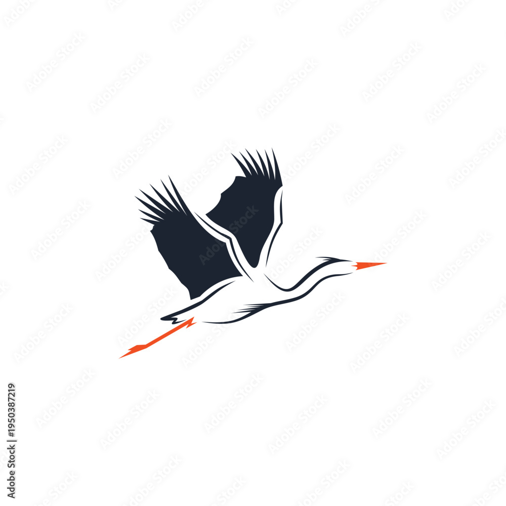 Naklejka premium Blue heron Logo isolated on white background. Design blue heron for logo, Simple and clean flat design of the blue heron logo template. Suitable for your design need, logo, illustration, animation.