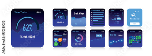 Hydration Monitor Smartwatch Fitness App Dashboard UI No.24