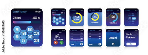 Smartwatch Daily Water Consumption Tracker UI Design No.23