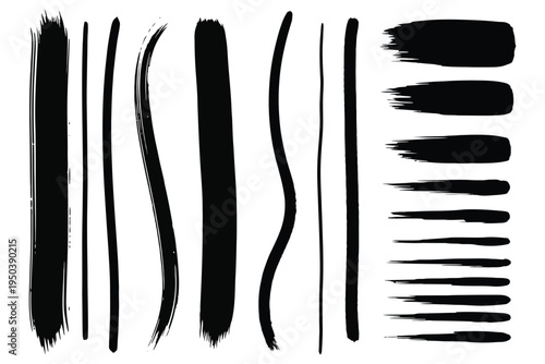 Collection of black brush strokes on white background