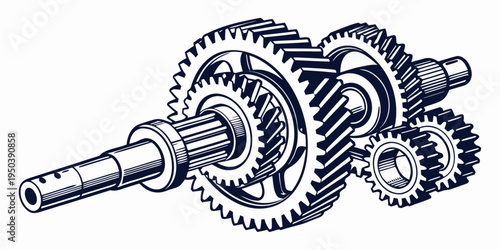 Intricate mechanical gear system with various interlocking components.