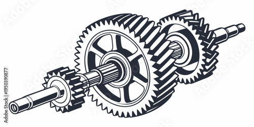 Close-up view of a complex mechanical gear system with various components.