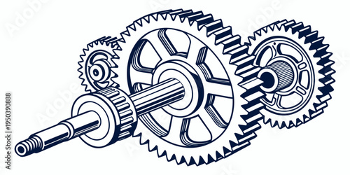 Intricate mechanical gears in a complex arrangement with a central shaft