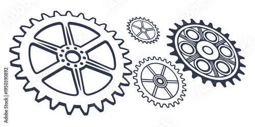 A detailed illustration of interlocking gears in a mechanical system