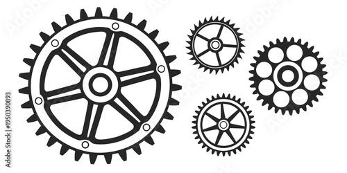 A set of interlocking gears in a mechanical design illustration.