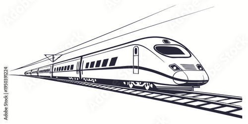 A sleek, modern high-speed train traveling on a railway track