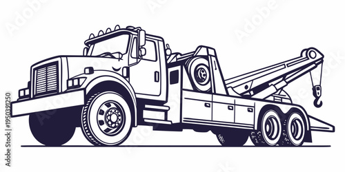 A vintage tow truck illustration showcasing its robust design and essential features