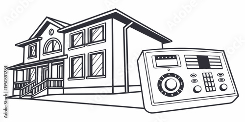 Modern house with a security system control panel on the side