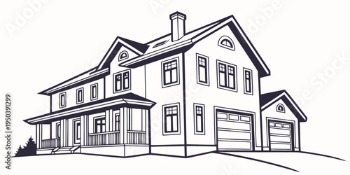 A charming two-story house with a welcoming porch and attached garage.