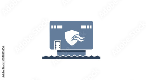 Computer security shield on laptop screen.