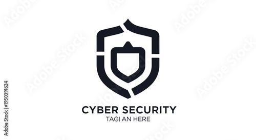 Cyber security shield logo symbol.