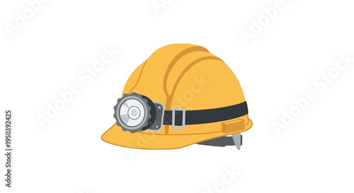 Yellow Hard Hat with Headlamp.