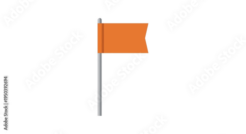 Orange flag on a pole waving.