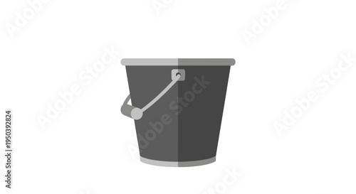 Gray Metal Bucket with Handle.