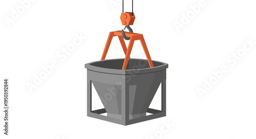 Industrial crane lifting gray metal container.