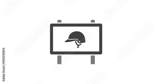 Black Hard Hat on Billboard Sign.