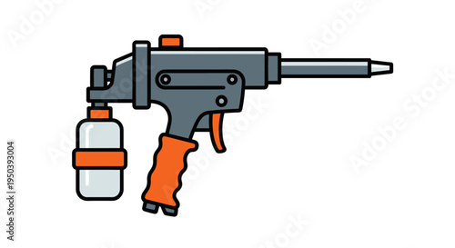 Spray gun with attached container.