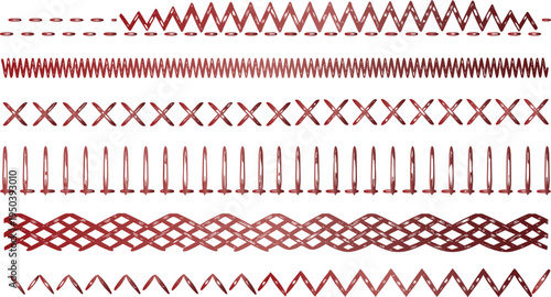 Set of 6 red geometric patterns vector