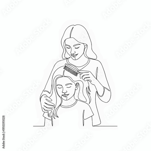 Woman combing another woman s long wavy hair with a wide tooth comb