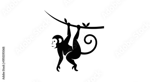 Monkey hanging from a tree branch.
