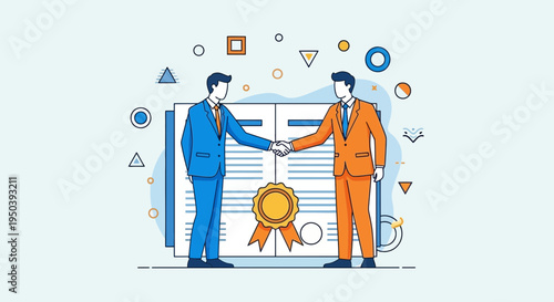 Two Businessmen Shaking Hands Agreement.