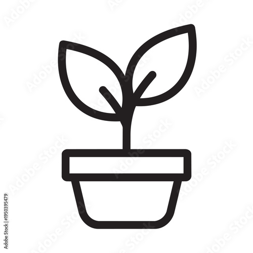 Minimalist outline potted plant icon representing growth and nature