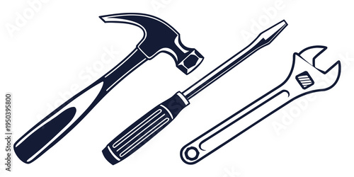 A collection of three different types of tools commonly used in construction and repair work