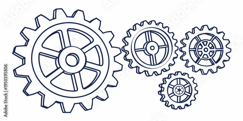 Intricate mechanical gears illustration showcasing interconnected components