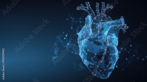 Digital human heart structure with glowing network connections