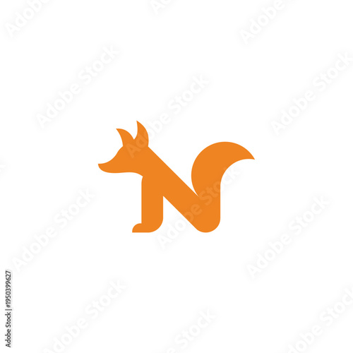 letter n fox dog simple pet abstract logo  vector