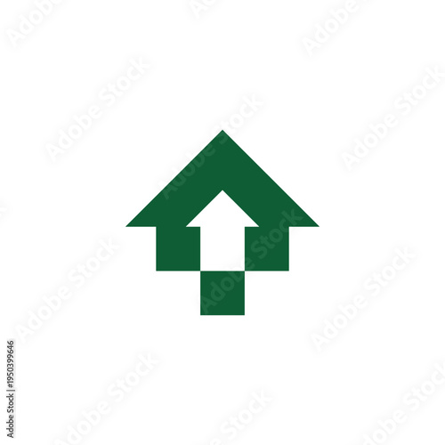 arrow up home silhouette simple geometric logo vector