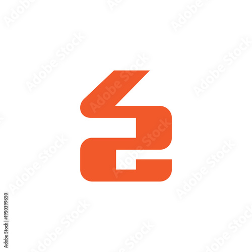 number 42 simple geometric curves linked logo vector