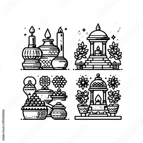 Oil Lamps and Candles Icon – Sinhala & Tamil New Year Sri Lanka
