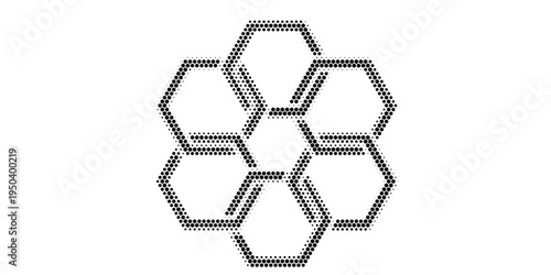 Black and white abstract halftone pattern with hexagon shape for sporty and modern background. Vector Format Illustration