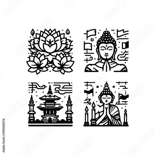 Lotus Flowers Icon – Buddha Jayanti Nepal