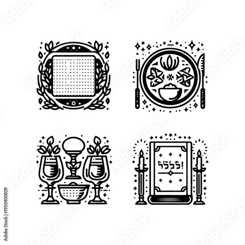 Haggadah Book with Stars Icon – Passover Tradition