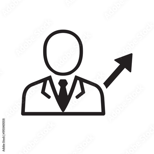 Businessman growth outline icon for career development and progress