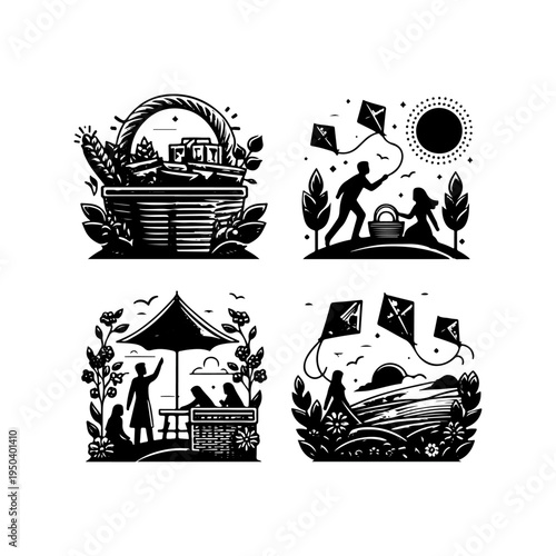 Kites Flying in Sky Icon – Sizdah Bedar Iran Festival