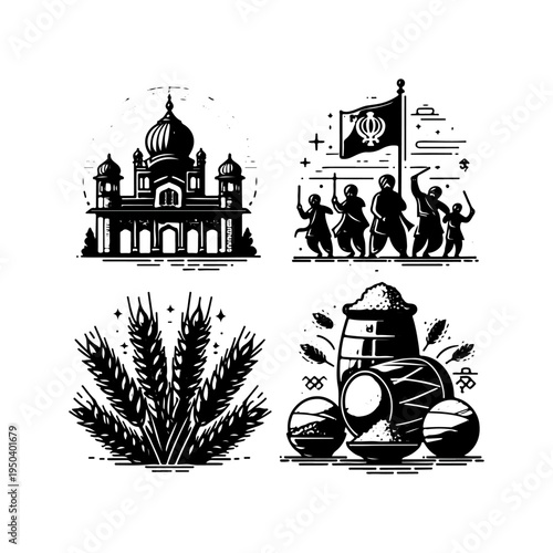 Traditional Sweets and Festive Plates Icon – Vaisakhi Celebration